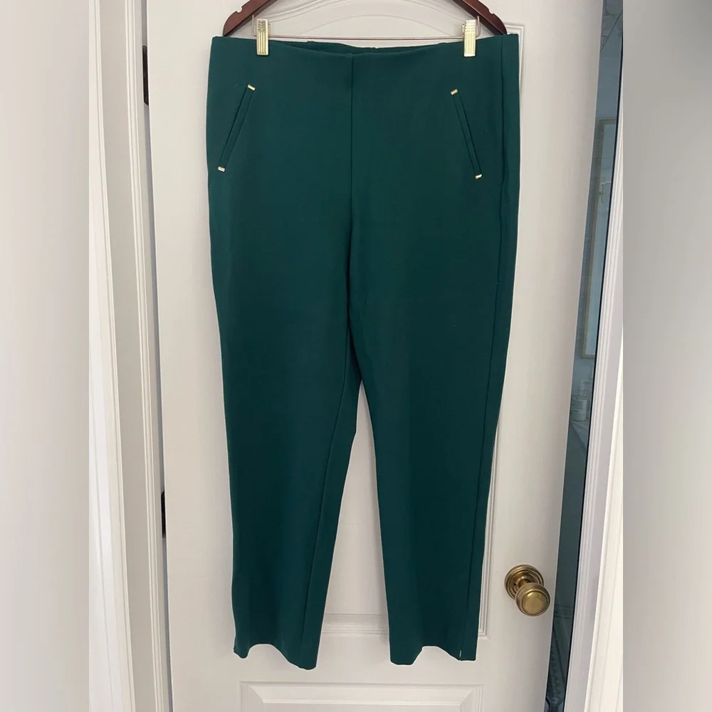 Chico’s Juliet Ponte Ankle Pants pull on Green So Slimming Stretch Sz 3 (16) XL - Picture 2 of 7